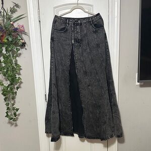 Black Denim Maxi Skirt